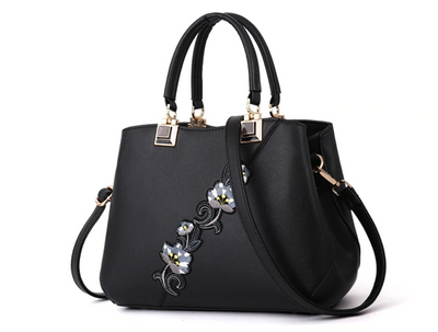 Black Floral Handbag - Qualuxe Store